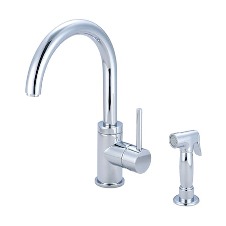 Pioneer Industries Single Handle Kitchen Faucet, Compression Hose, Standard, Chrome, Overall Width: 4" 2MT171H